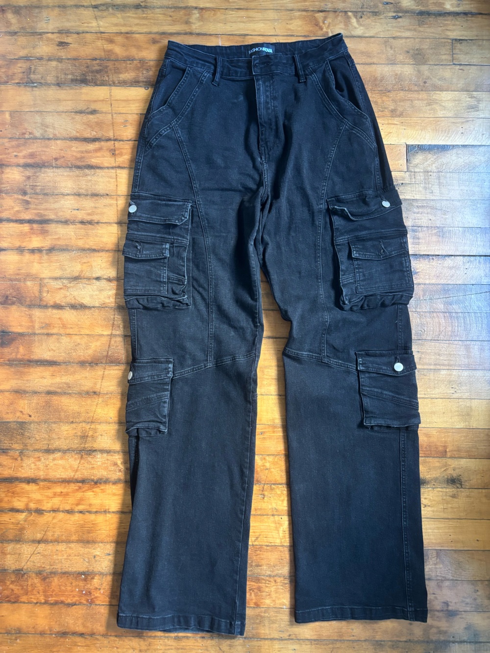 Fashion Nova Black Cargo Pants with Utility Pockets